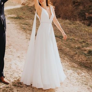 ✨Worn once & dry cleaned✨ Lulu’s Grecian White Sleeveless Maxi Dress- Sz 4